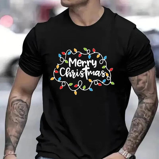Herre T-shirt julelys grafik fest T-shirt
