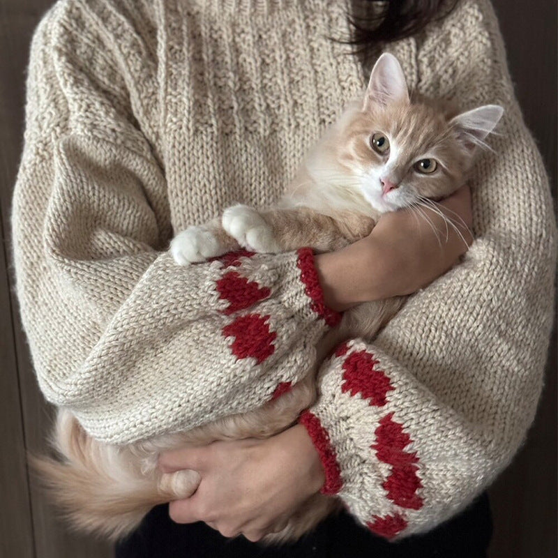 Loose And Lazy Style Knitted Wool Top For Women