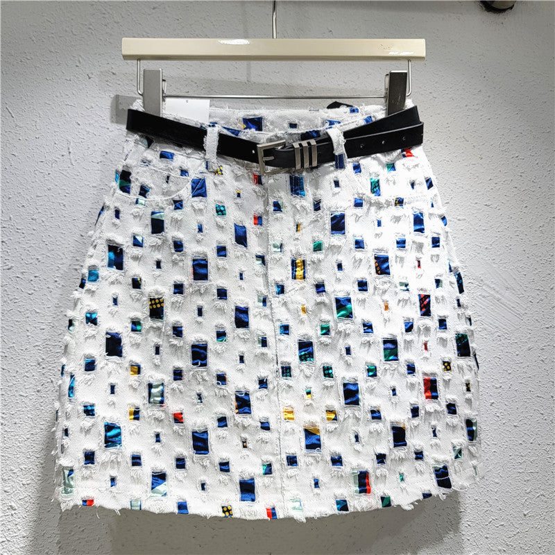 Design Sense Denim Hip-wrapped Skirt