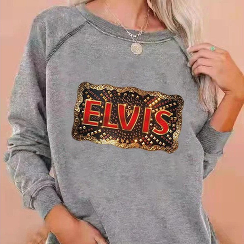 Women's Long Sleeve Print Raglan Crew Neck Sweatshirt