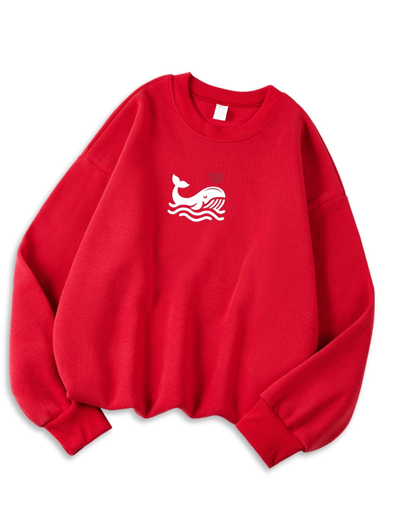 Afslappet sweatshirt til kvinder med print, hyggelig hættetrøje til efteråret, blød uldblanding