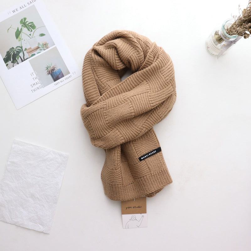 Women's Fashion All-match Wool Square Cross Cute Girl Scarf