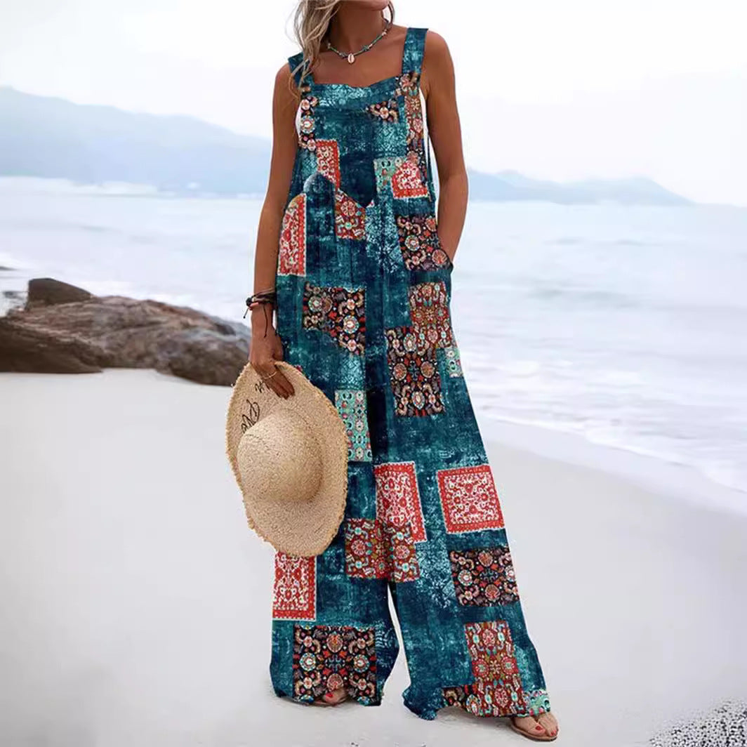 National Fashion Button Digital Printing Romper
