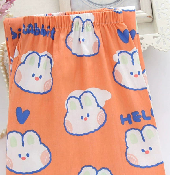 Pajama Pants Pure Cotton Cartoon Large Size Casual Simple Loose And Cute Home Pants Women