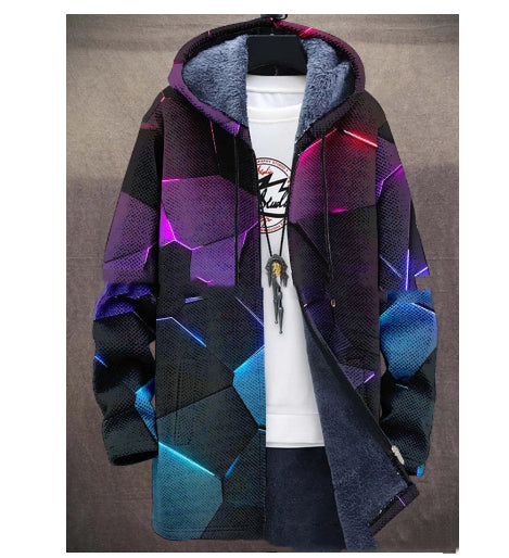 Digital Printed Standing Collar Jacket For Men's Outerwear 3D