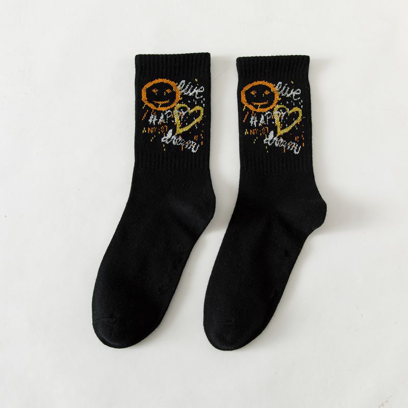 New Black Socks Female Tea Color Autumn Anti-friction Adult Socks