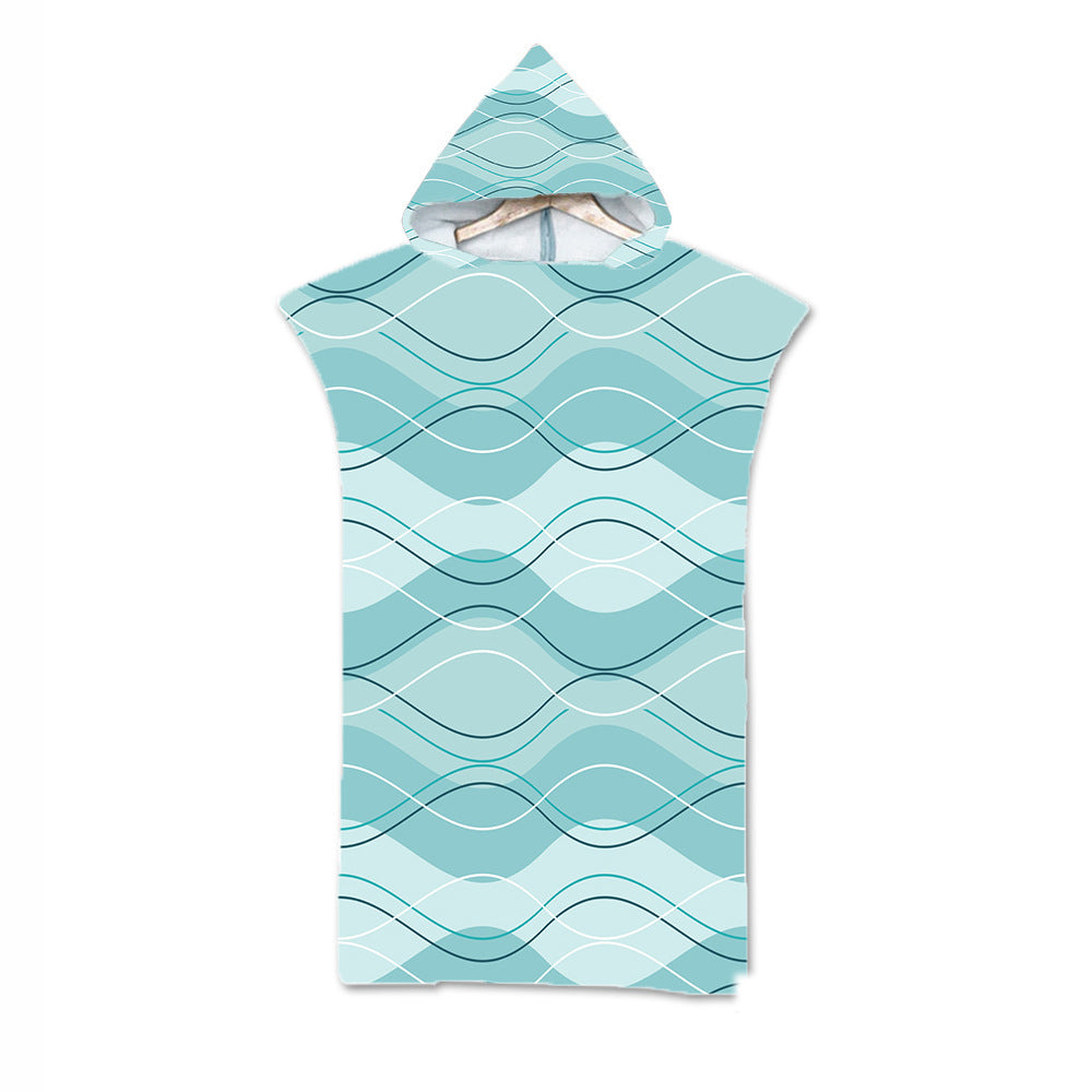 Print Hooded Beach Towel Cape Superfine Fiber