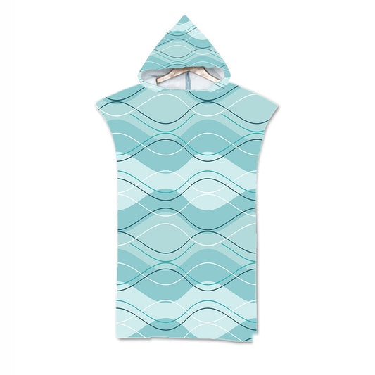 Print Hooded Beach Towel Cape Superfine Fiber