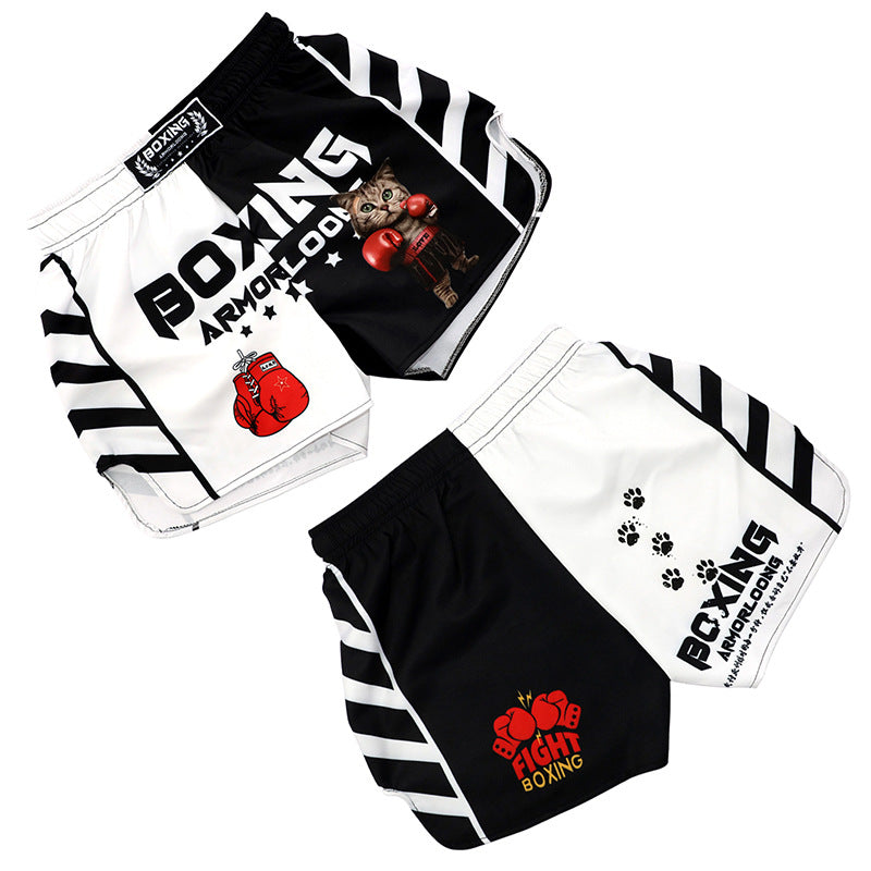 Boxing Cat Fighting Sports MMA Stretch Boxing Shorts Sanda Muay Thai Pants Training Children's Male And Female Martial Arts