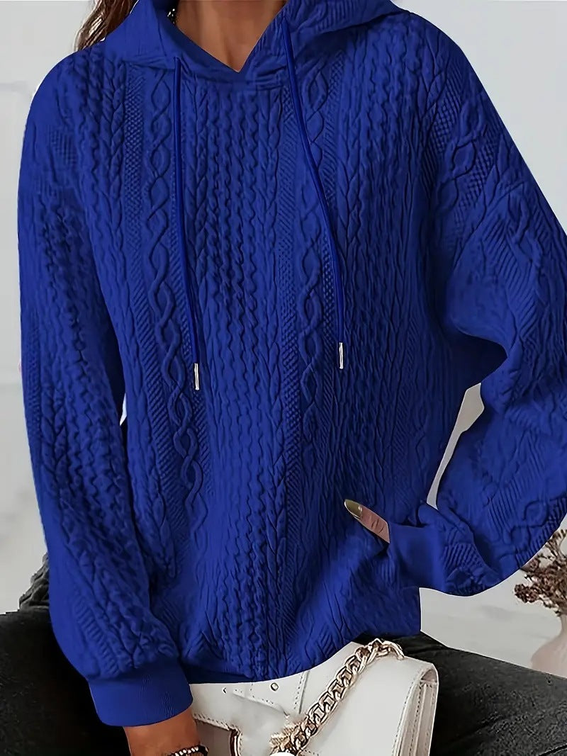 Women's Fashion Twist Pocket Hooded Top Sweater