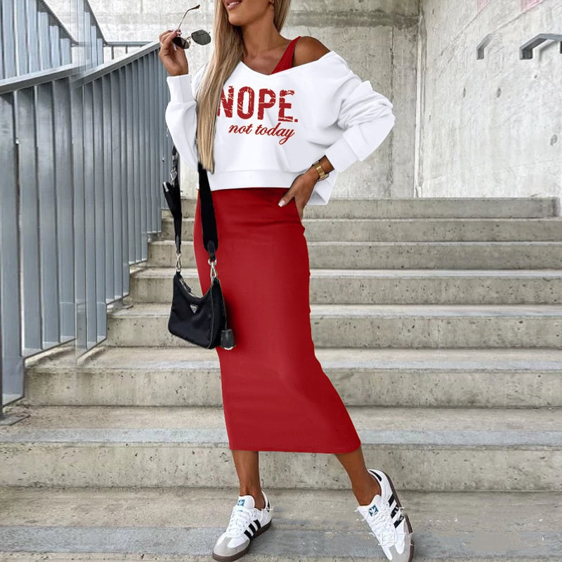 Vest Dress V-neck Hooded Hoodie Short Top Suit