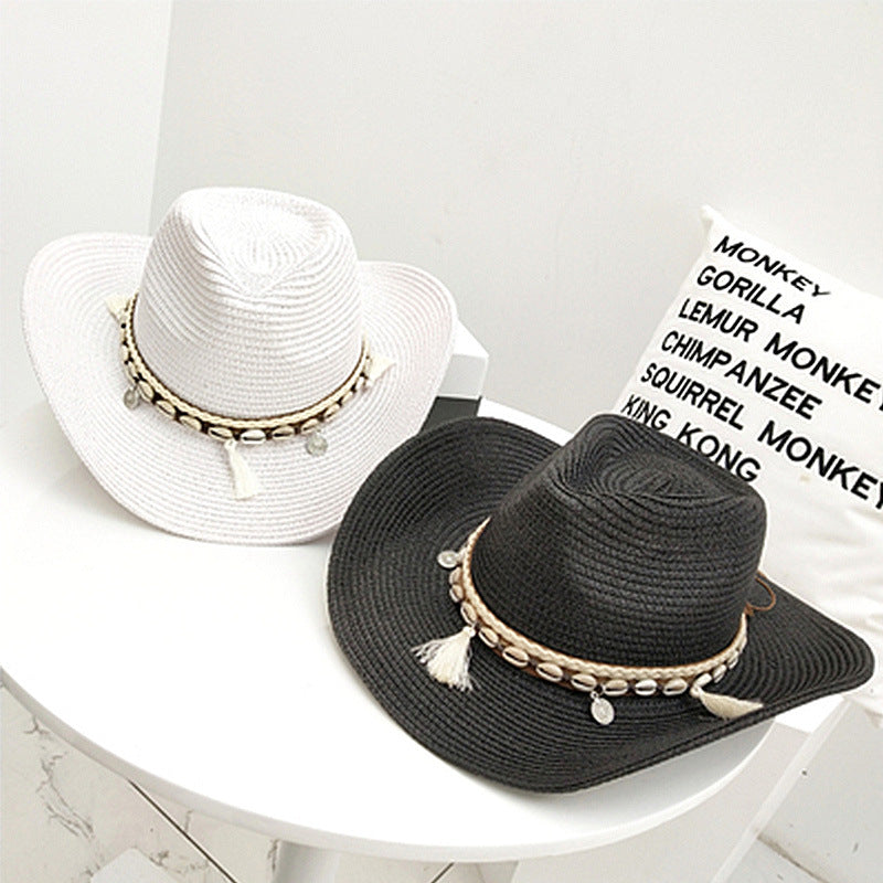 New Shell Fringed Ethnic Woven Sun Hat