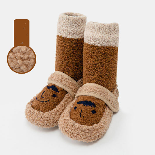 Super Thick Plus Fleece Baby Toddler Shoes Leather Socks