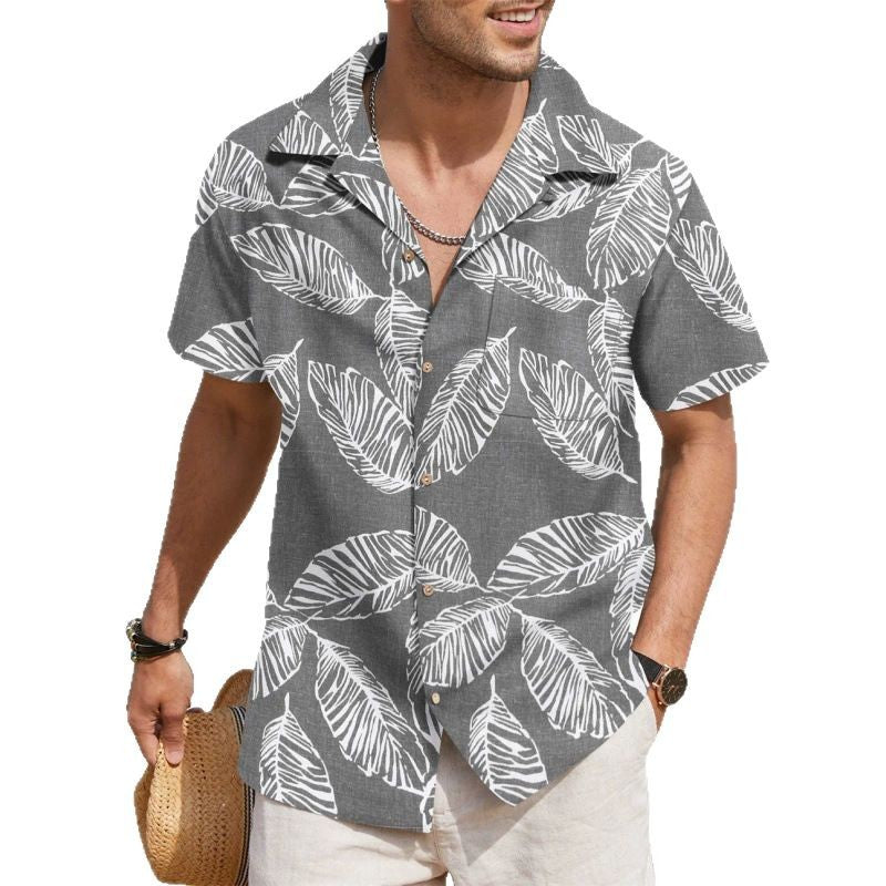 Mens 3D Digital print Short sleeve Lapel Shirt