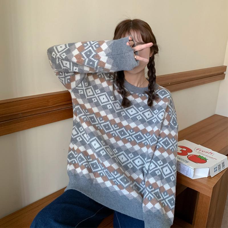New Retro Loose And Lazy Style Outerwear Pullover Sweater