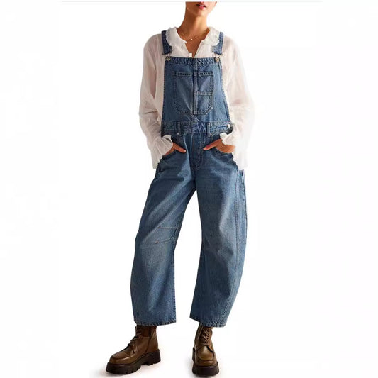 Afslappede, løse denim-overalls