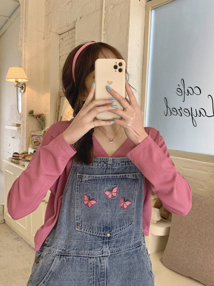 Women's Korean Version Of Denim Suspender Pants