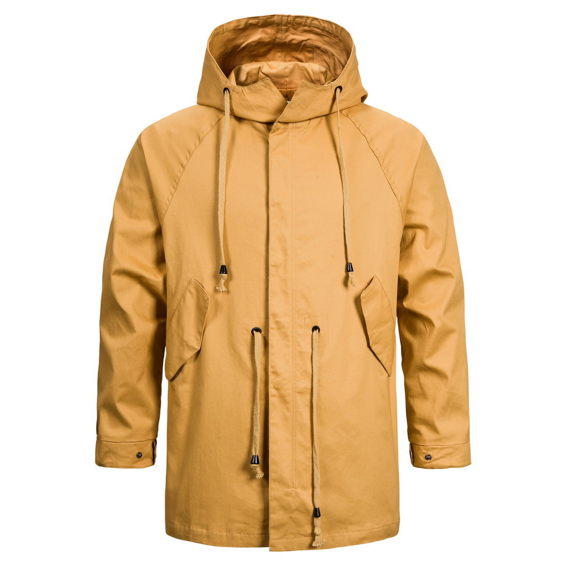 Men's Cotton Hooded Jacket Men's Waist Solid Color Hooded Jacket