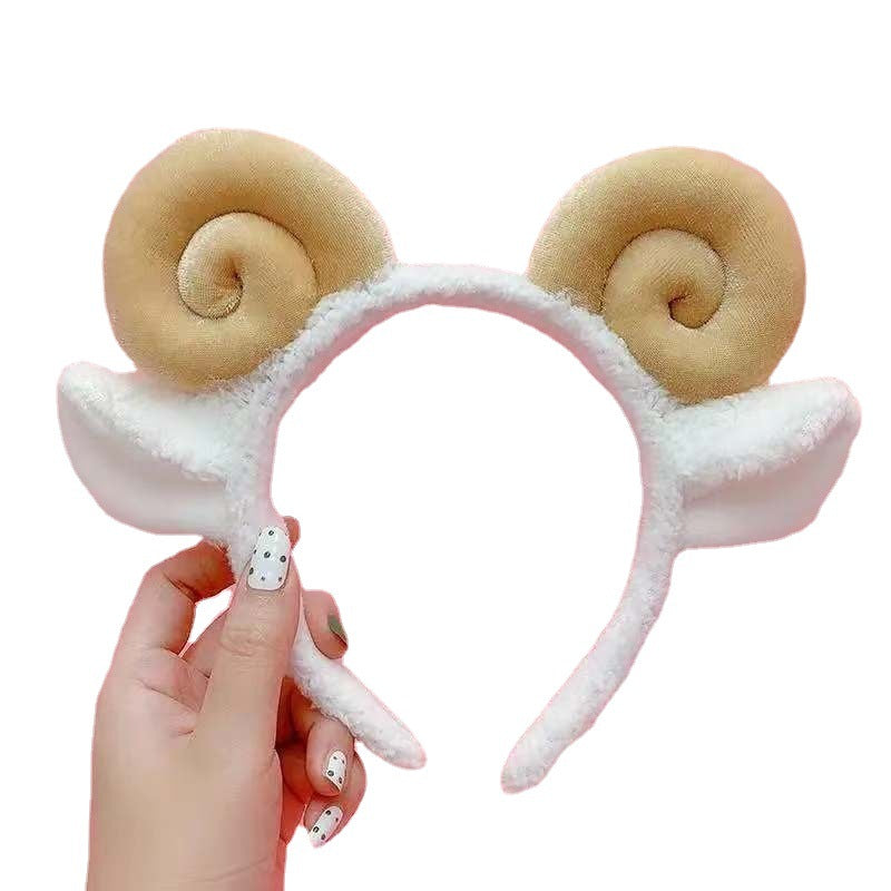 Hoop Cute Plush Sheep Horn Headdress Sweet Lady