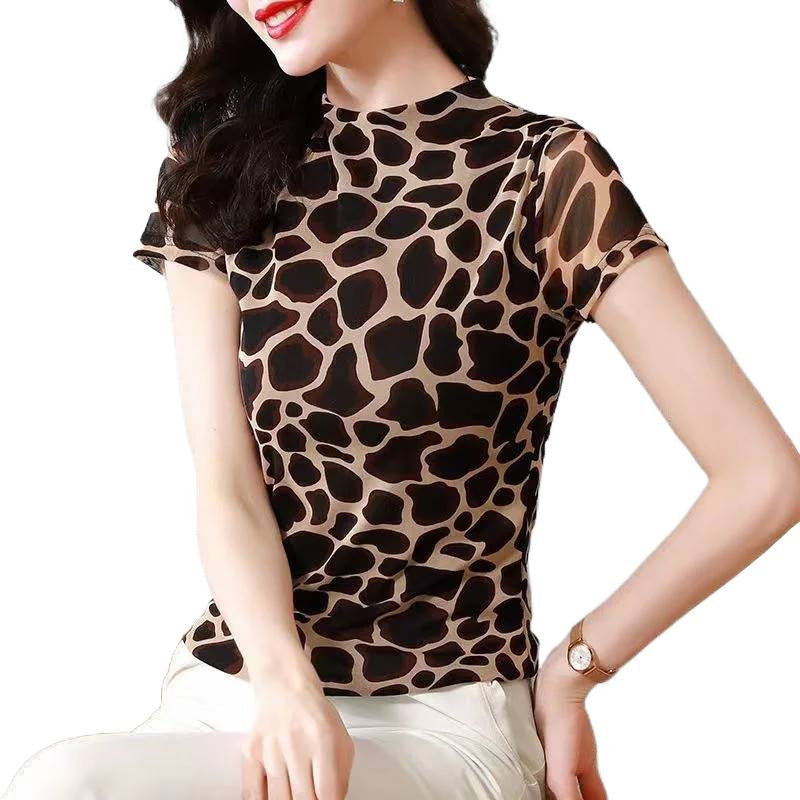 Womens New Summer Plus-size Slimming Short-sleeve Top