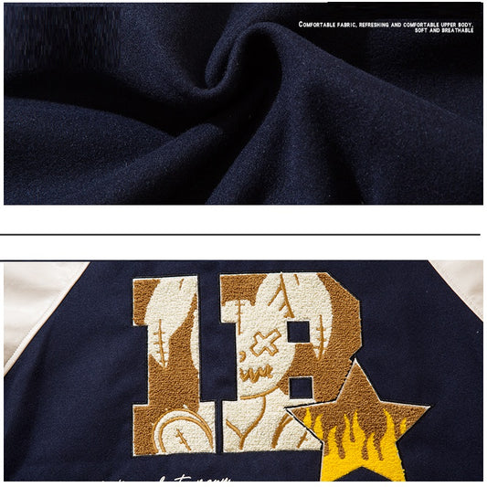 Letter Hip Hop Loose Locomotive Retro PU Baseball Uniform Women