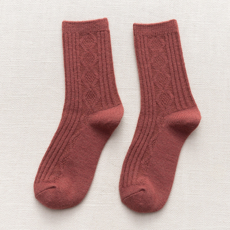 Black Terry Thermal Storage Long Tube Warm Women's Socks