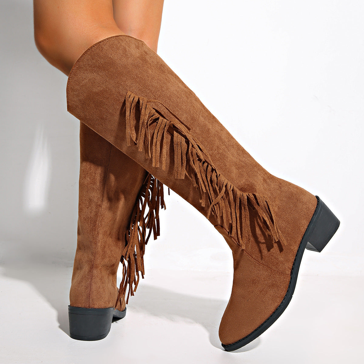 Suede Overtheknee Tassel Boots