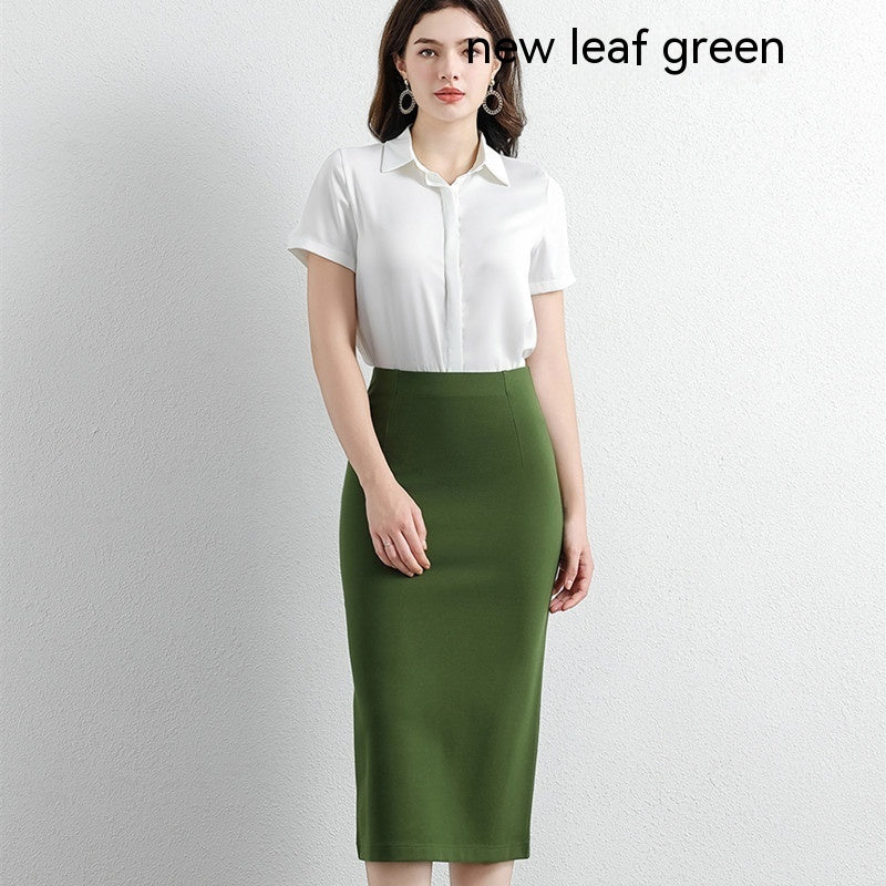 Black A- Line Skirt High Waist Slimming Knitted