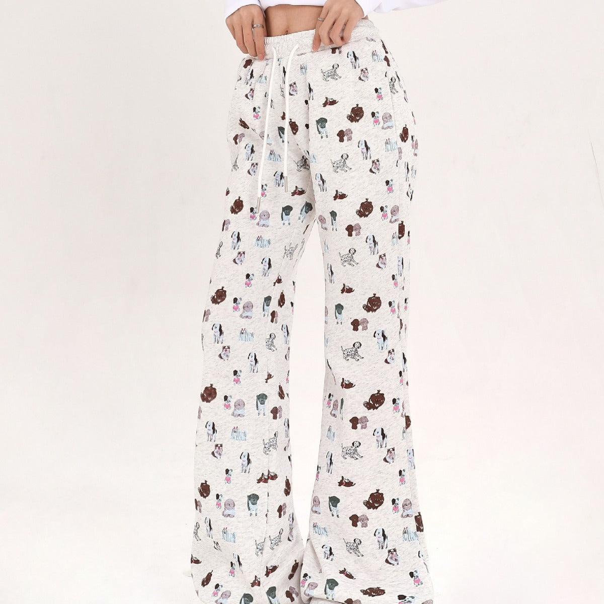 Elastic Waist Printed Sweatpants Sports Loose