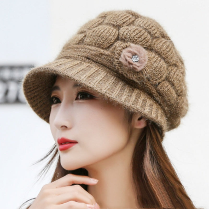Beanie med rynket koreansk design, langhåret og tyk, der passer til alt
