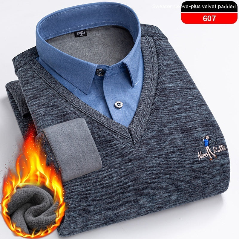 Men's Knitted False Two Pieces Warm