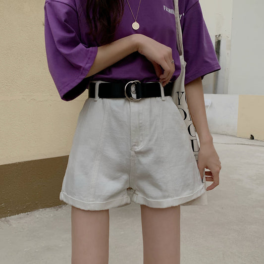 Loose curled retro wide-leg pants