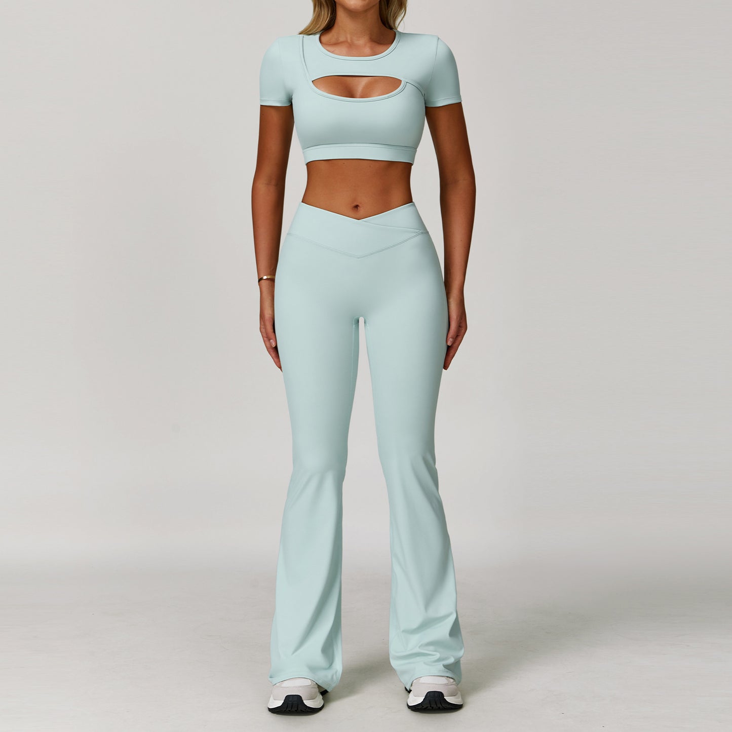 Yoga Short Sleeve Hollow-out Tight Sports T-shirt