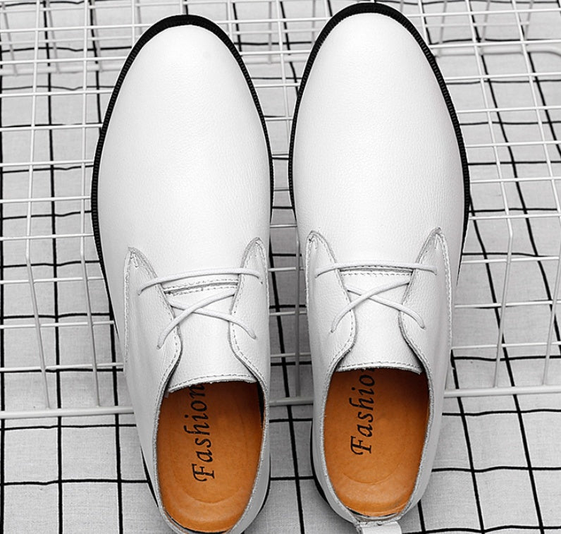 Fashion British Trend Lazy Soft Sole White Casual Leather Shoes