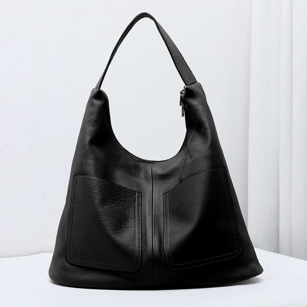 Large Capacity Soft Leather Versatile Leisure Bucket Bag