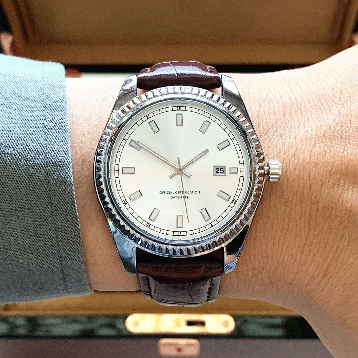 Business Leather Strap Classic Oyster Watch