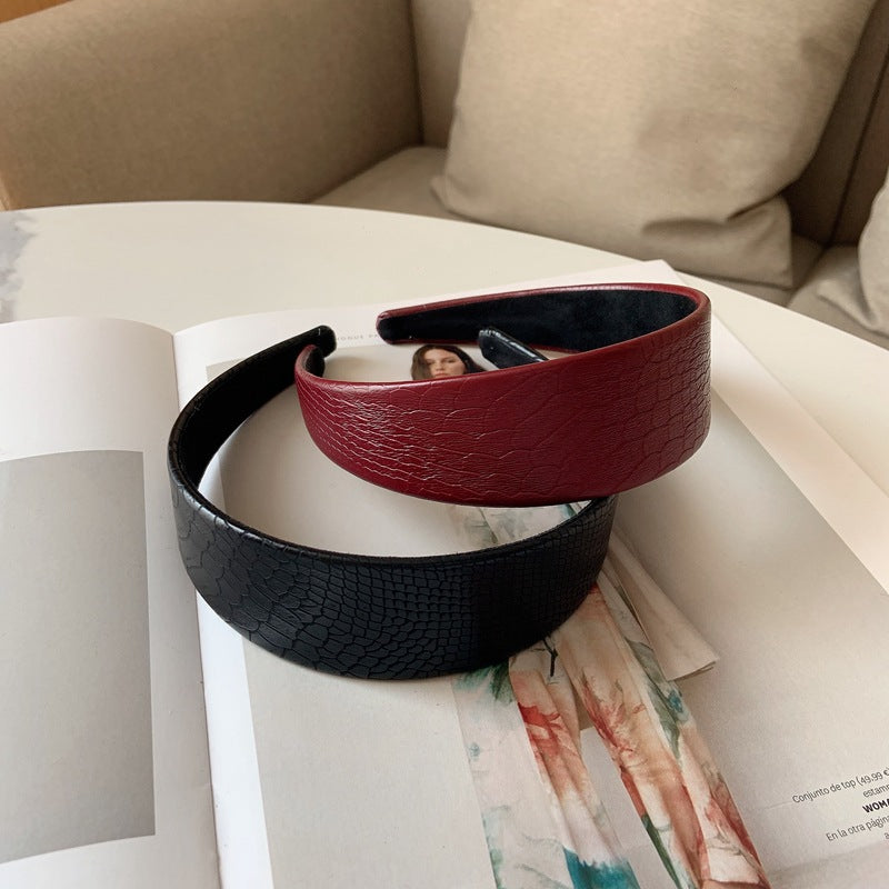 Broad-brimmed Leather Snake Print Temperament Net Red Headband