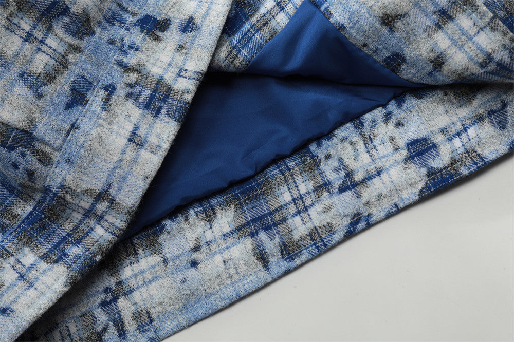 Tie-dyed Distressed Plaid Shirt Jacket Men
