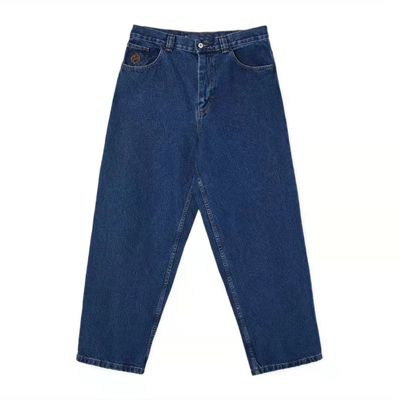 Loose Straight Wide Leg Mid-waist Denim Trousers
