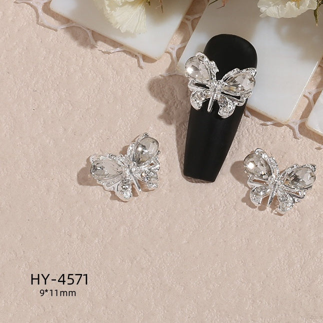 New Nail Beauty Butterfly Silver Metal Alloy Rhinestone DIY Ornament Accessories