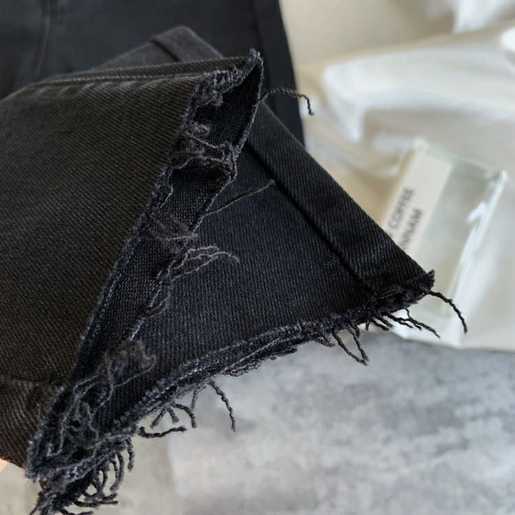 High-waisted Two-button Fur-trimmed Jeans Are Tight And Slim