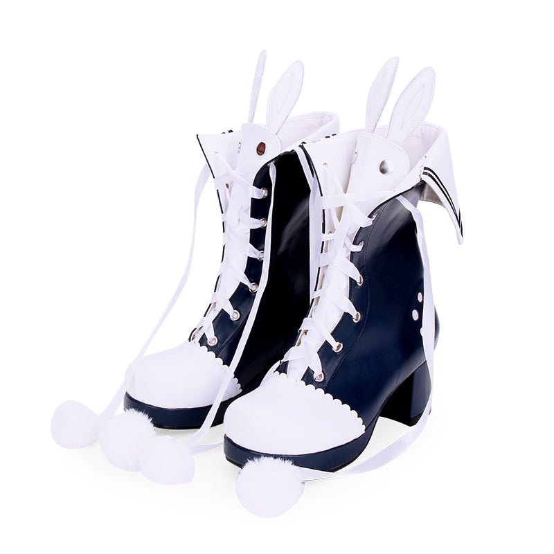 Boots Winter Lace Lapel Embroidered Rabbit Ears Thick Heel Lolita Boots
