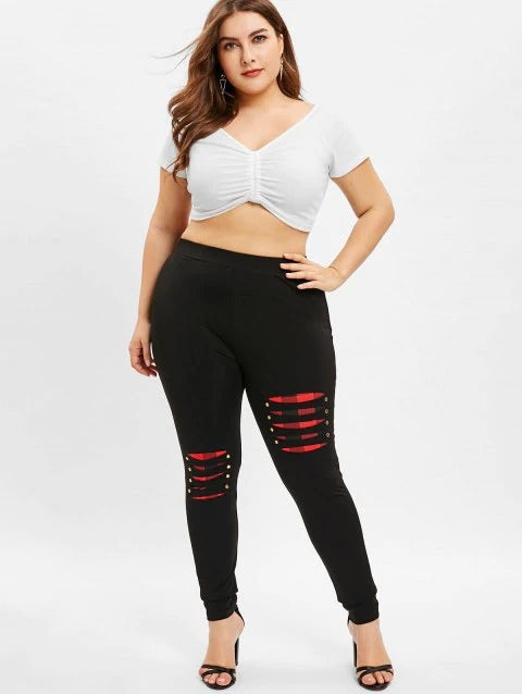 Knife Stitching Contrast Color Nailed Casual Leggings