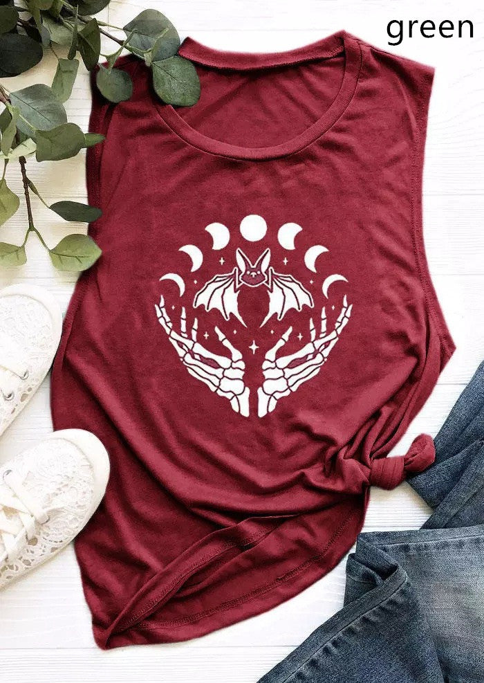 Sun And Moon Skull Hand New Sleeveless T-Shirt Vest