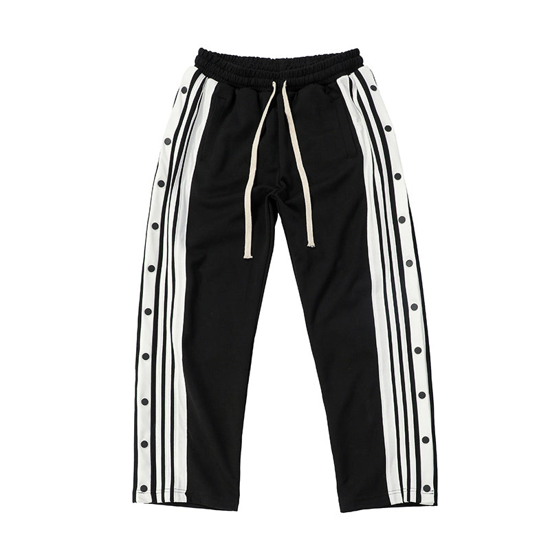 High Waist Loose Side Button Casual Sports Pants