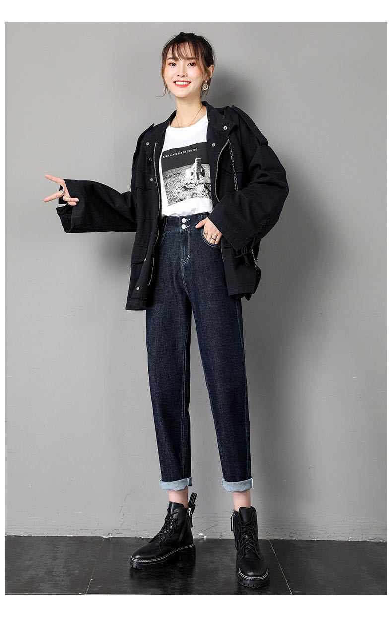 Plus Velvet Was Thin All Match New Loose Black Trousers