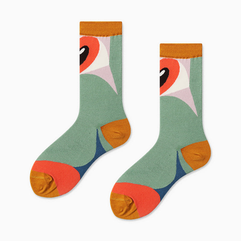Pattern Couples Sports Cotton Mid Tube Socks Abstract