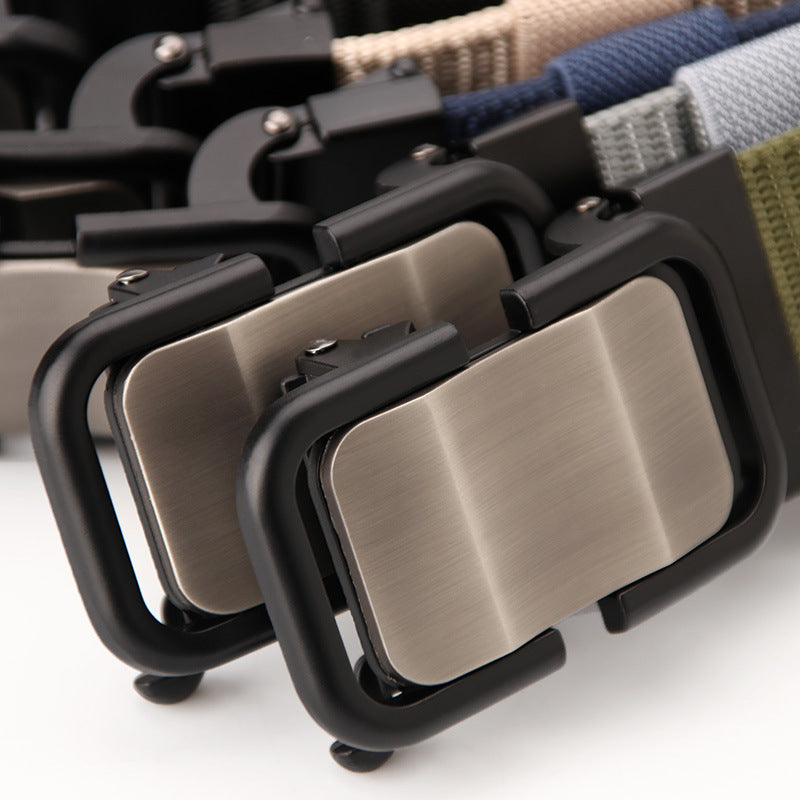 New Nylon Waistband Toothless Automatic Buckle Men's Leather Belt Casual All-match Trouser Belt Neutral Men's And Women's Youth Fashion Wear