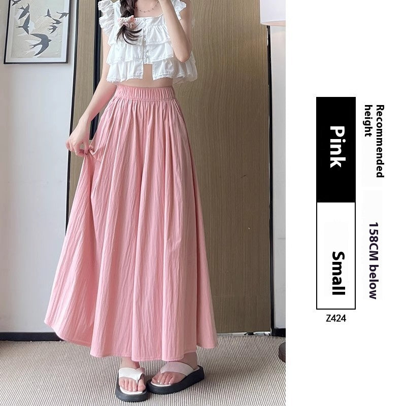 High Waist Slimming A- Line Skirt Casual Small Ice Silk Wide-leg Pants
