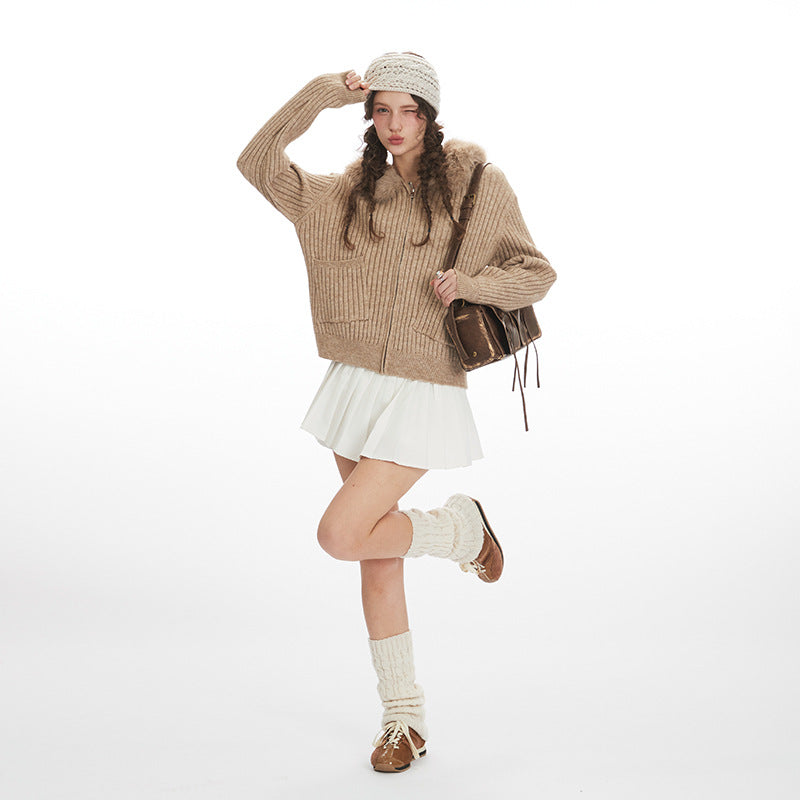 Womens Hooded Knit Sweater Cardigan